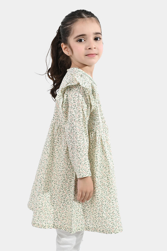 Girls Cotton Casual Frock (Chinky) - Multi