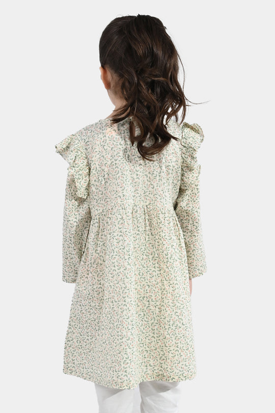 Girls Cotton Casual Frock (Chinky) - Multi