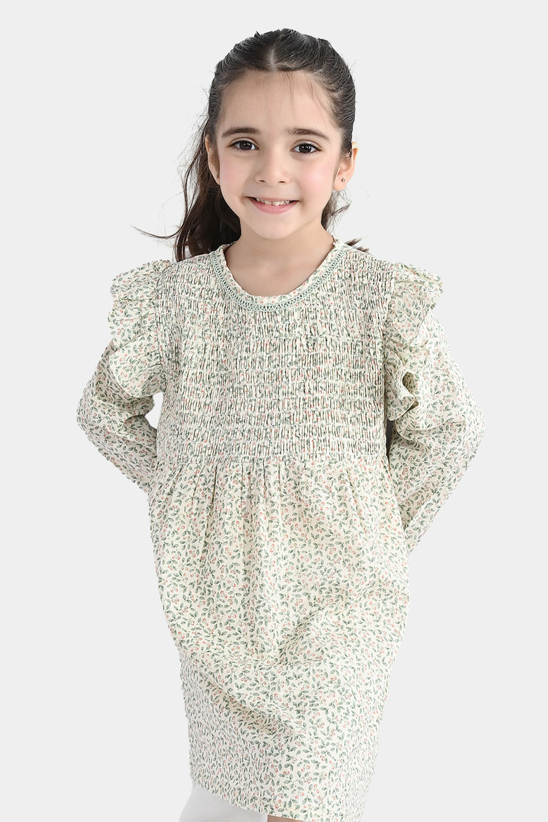 Girls Cotton Casual Frock (Chinky) - Multi