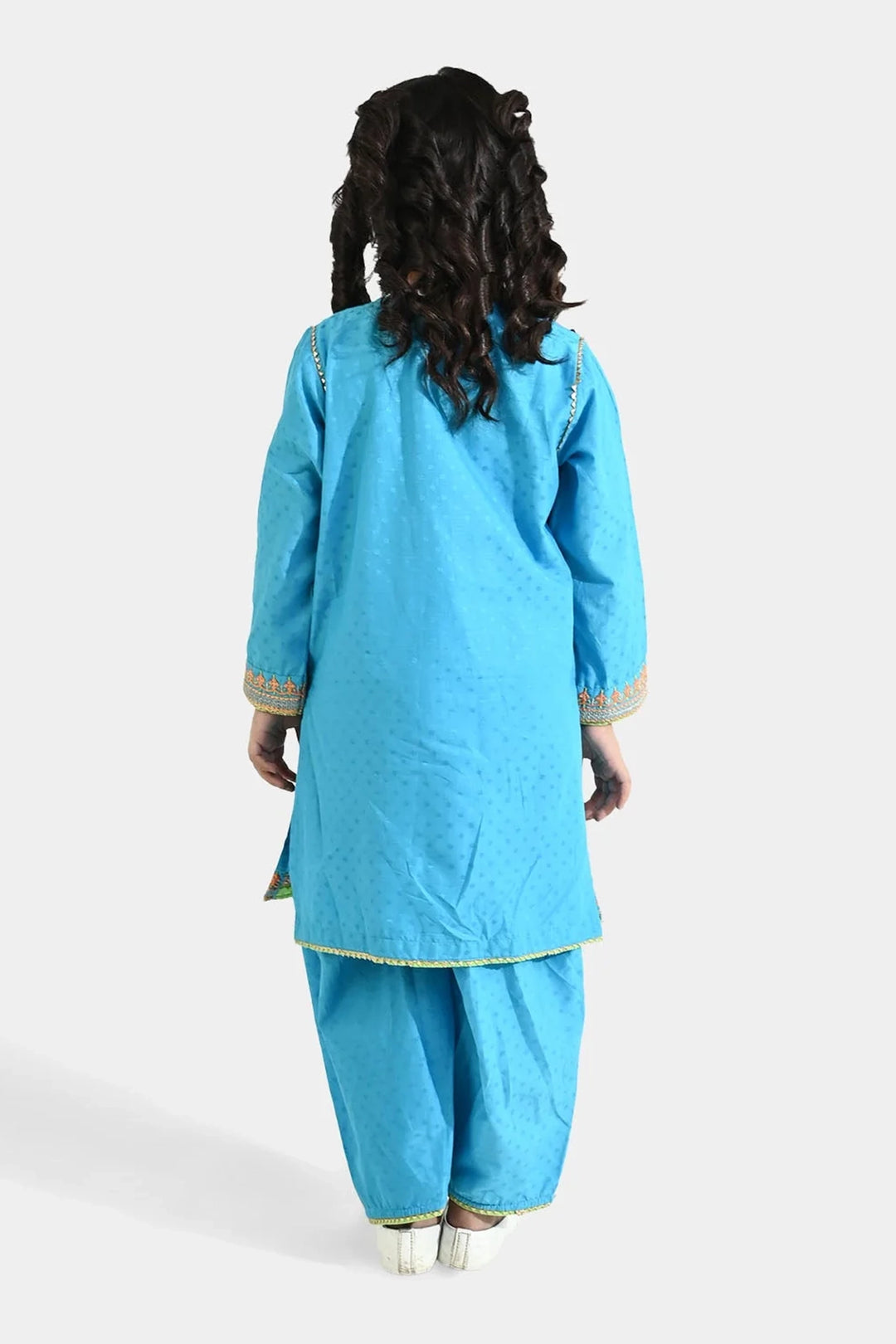 Girls Viscose 3-Pc Set (Falak) - Teal Blue/Green