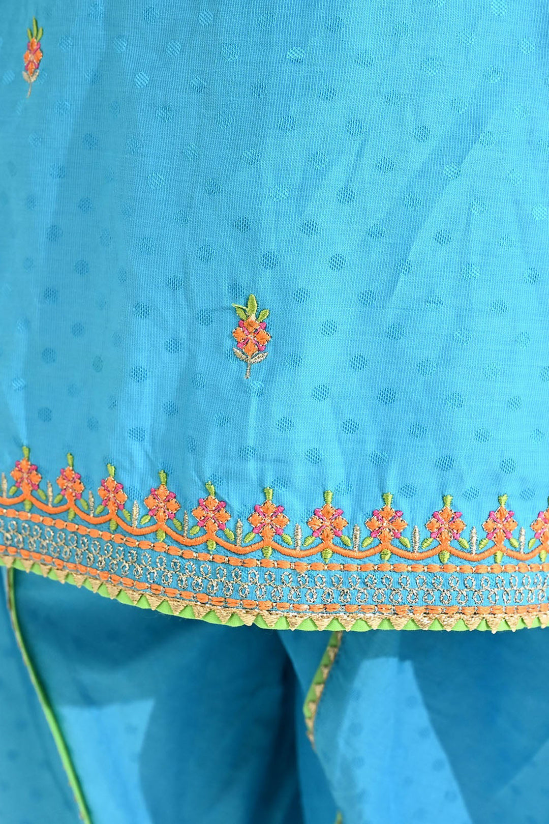 Girls Viscose 3-Pc Set (Falak) - Teal Blue/Green