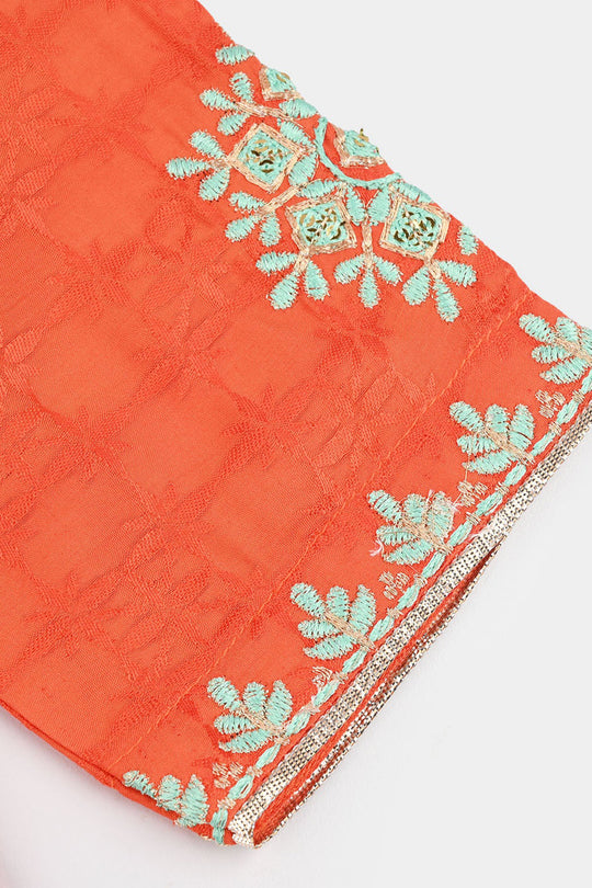 Teens Girls Jacquard 3 Pcs Raqs - Rust