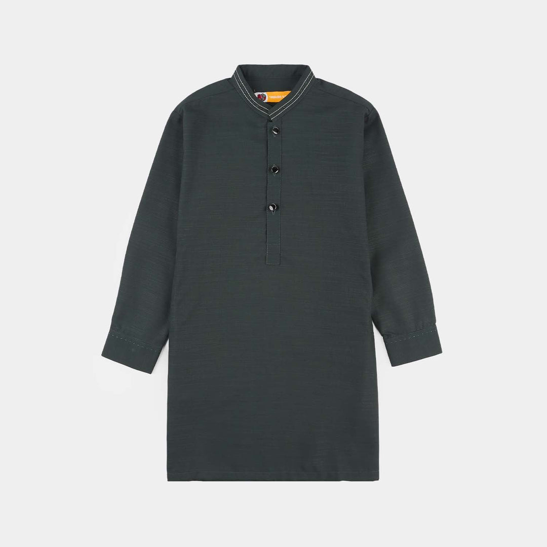 Boys Poly Viscose Shalwar Suit (Running Stitch) - Teal Green