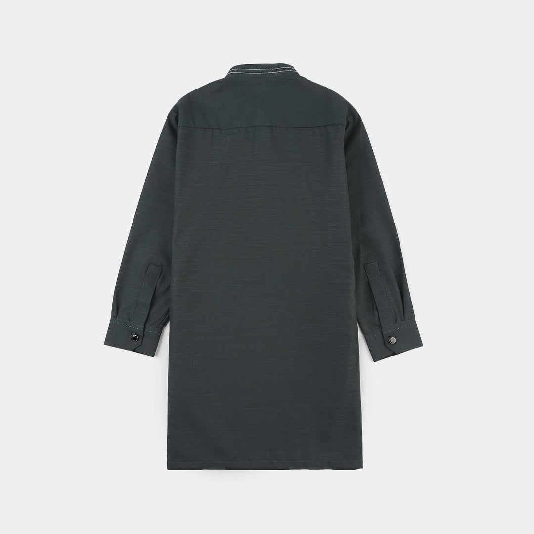 Boys Poly Viscose Shalwar Suit (Running Stitch) - Teal Green