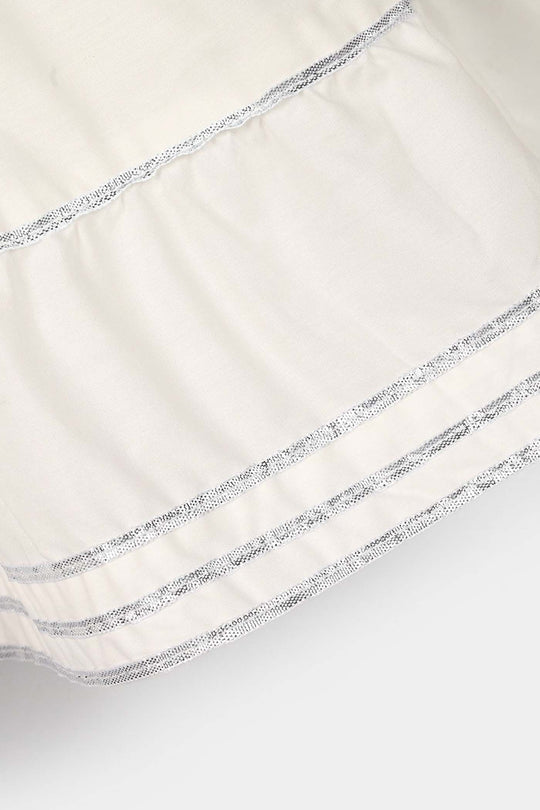 Girls Cotton Gharara (Layered) - White