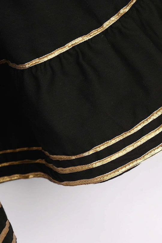 Girls Cotton Gharara (Layered) - Black