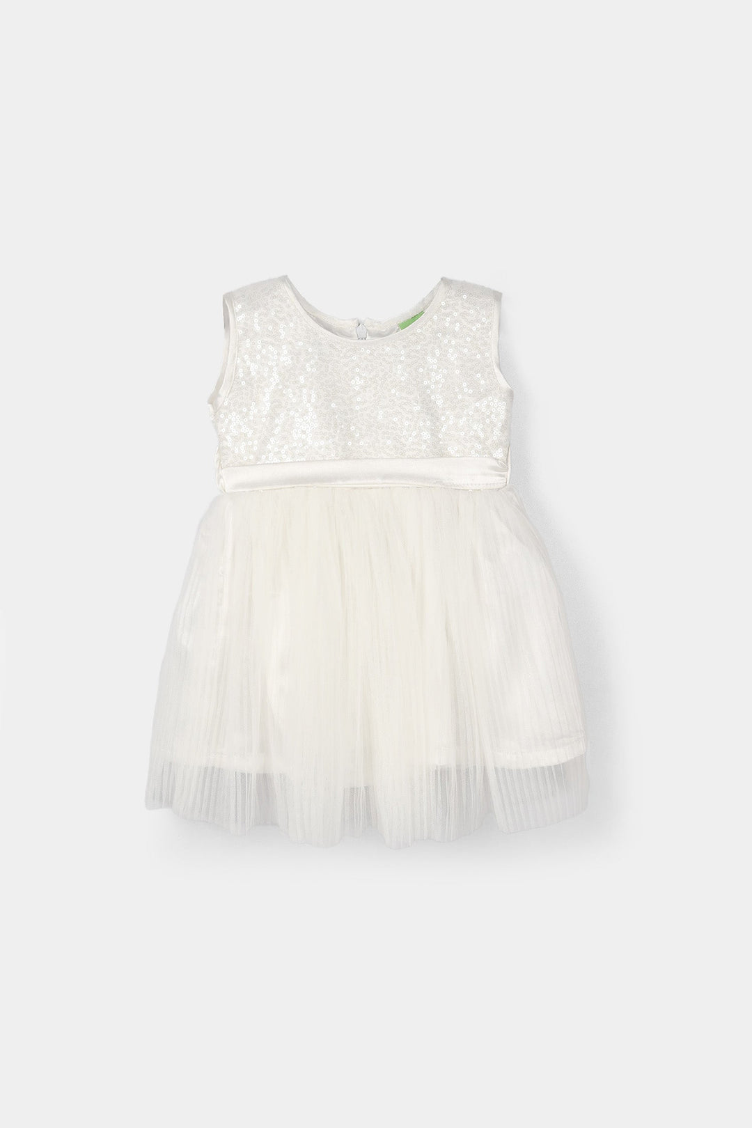 Infant Girls Sequence Fancy Frock - White