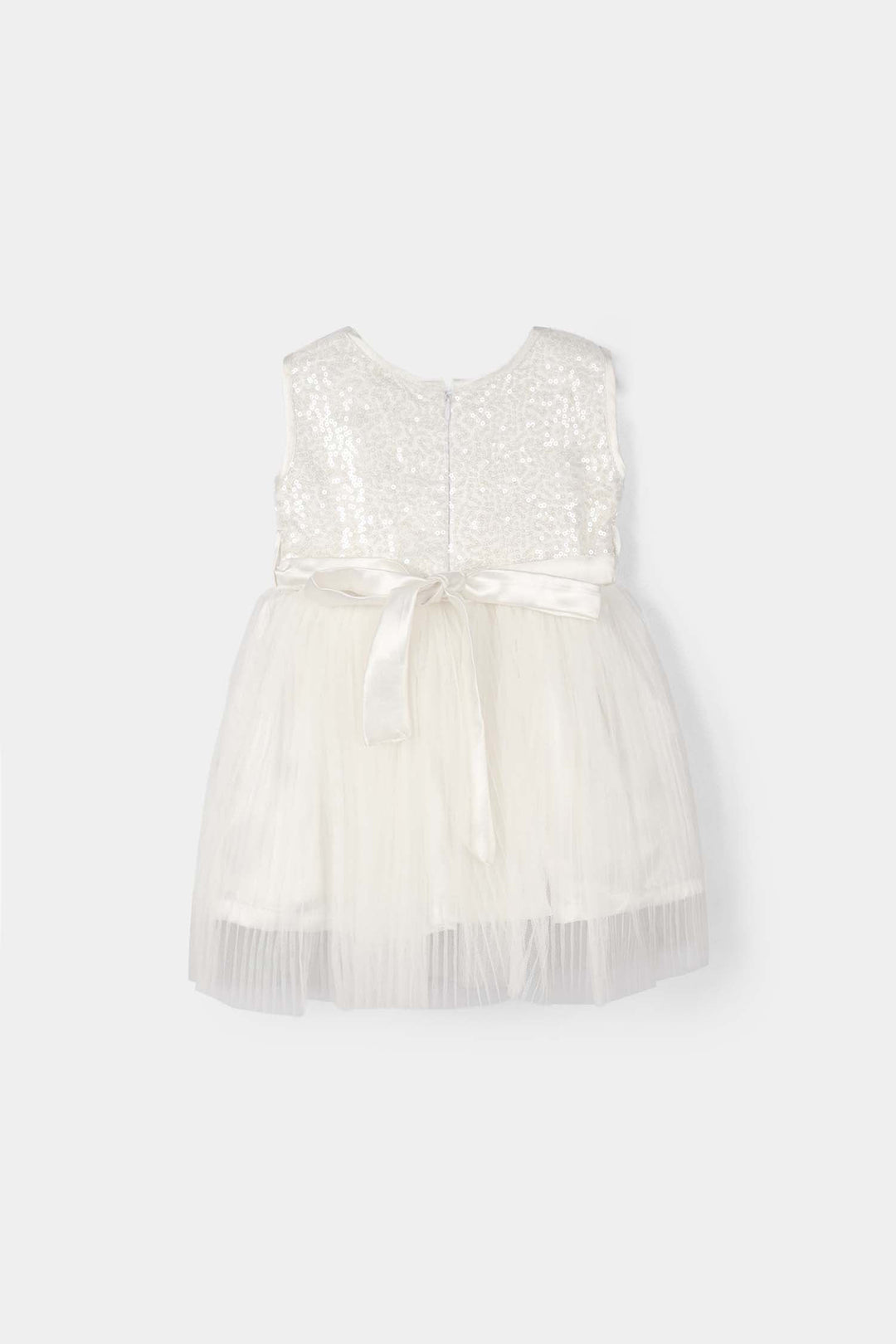 Infant Girls Sequence Fancy Frock - White