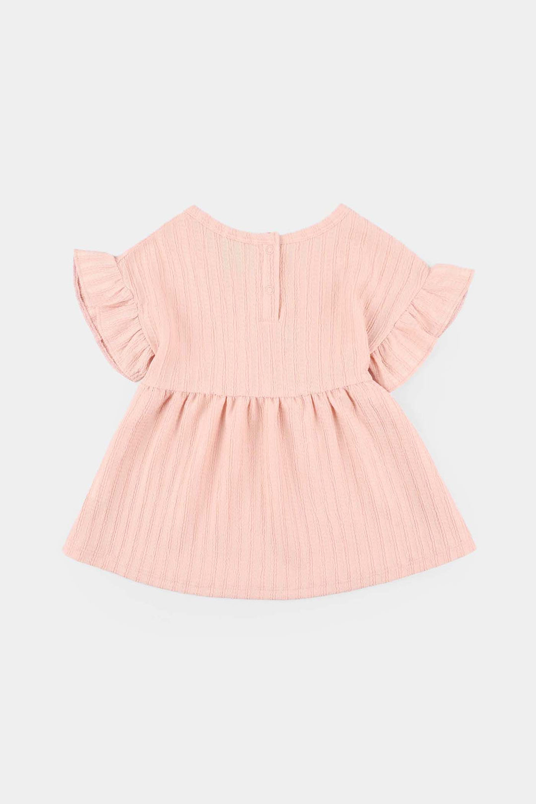 Infant Girls Poly Crinkle Knitted Frock (Strawberry) - Pink