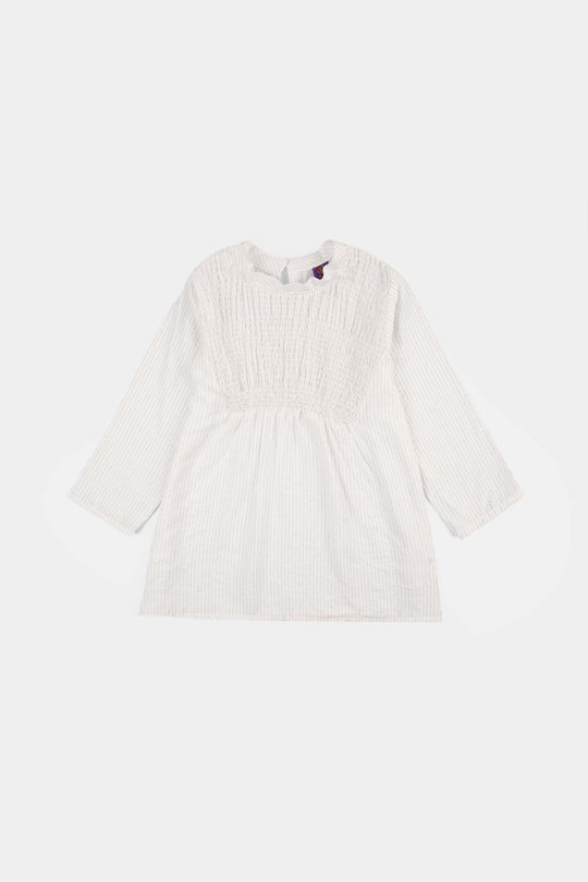 Girls Viscose Casual Top (Stripes) - White