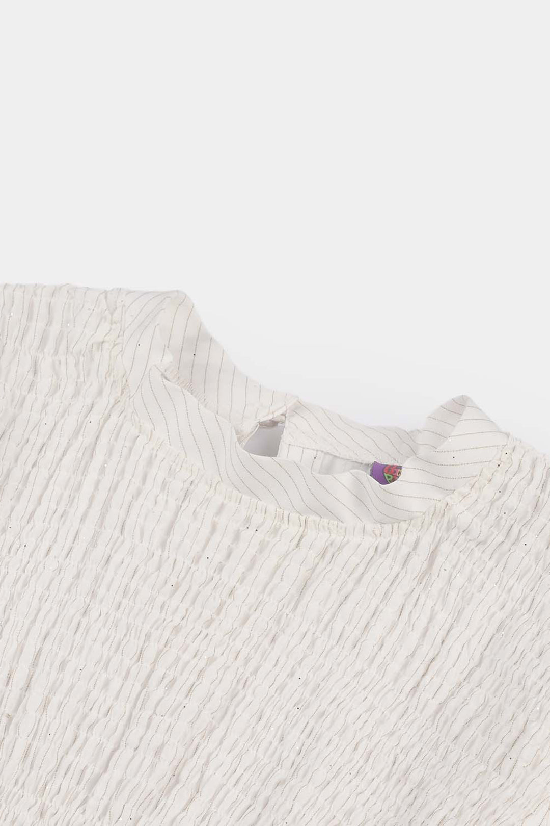 Girls Viscose Casual Top (Stripes) - White