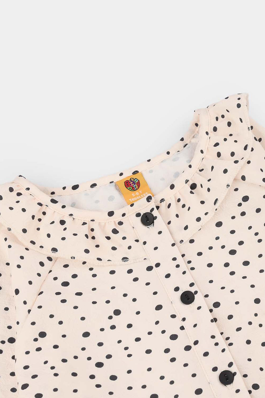 Girls Seersucker Casual Top (Polka Dot) - Light Peach