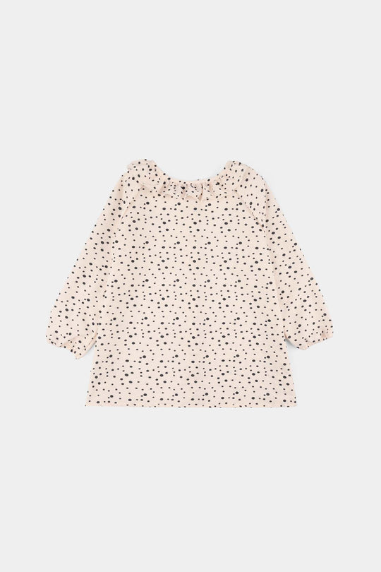 Girls Seersucker Casual Top (Polka Dot) - Light Peach