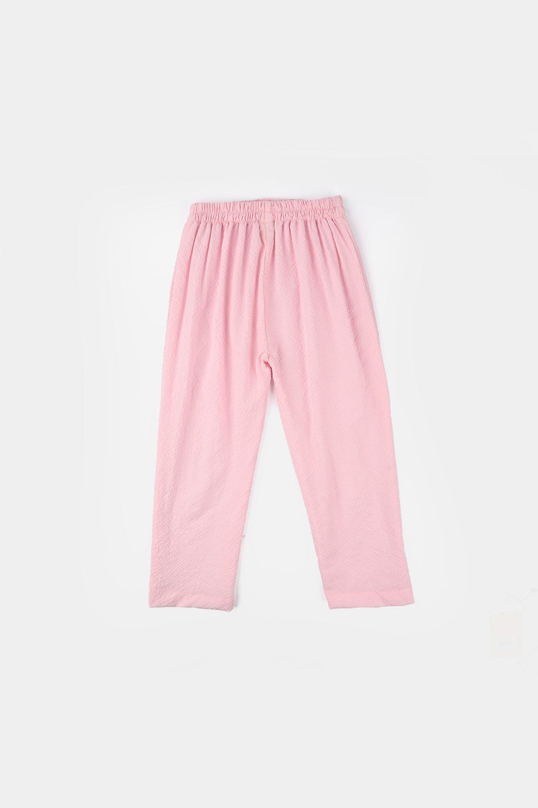 Girls Poly Crinkle Embroidered Co-Ord Set (Butterfly) - Light Pink