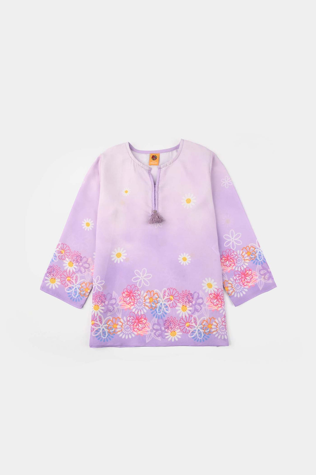 Girls Poly Lawn Co-Ord Set (Daisy) - Light Purple