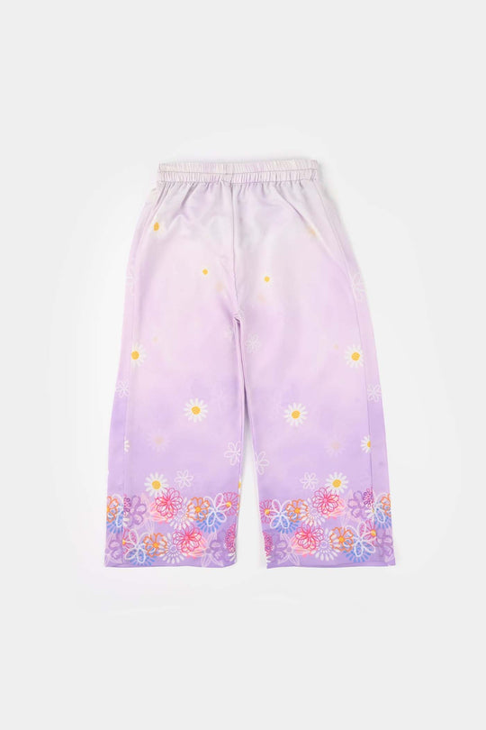 Girls Poly Lawn Co-Ord Set (Daisy) - Light Purple