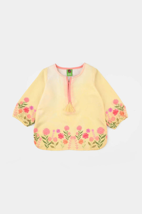 Infant Girls Poly Lawn Casual Top (Sunny) - Yellow