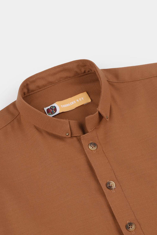 Boys Poly Viscose Kurta Pajama - Brown
