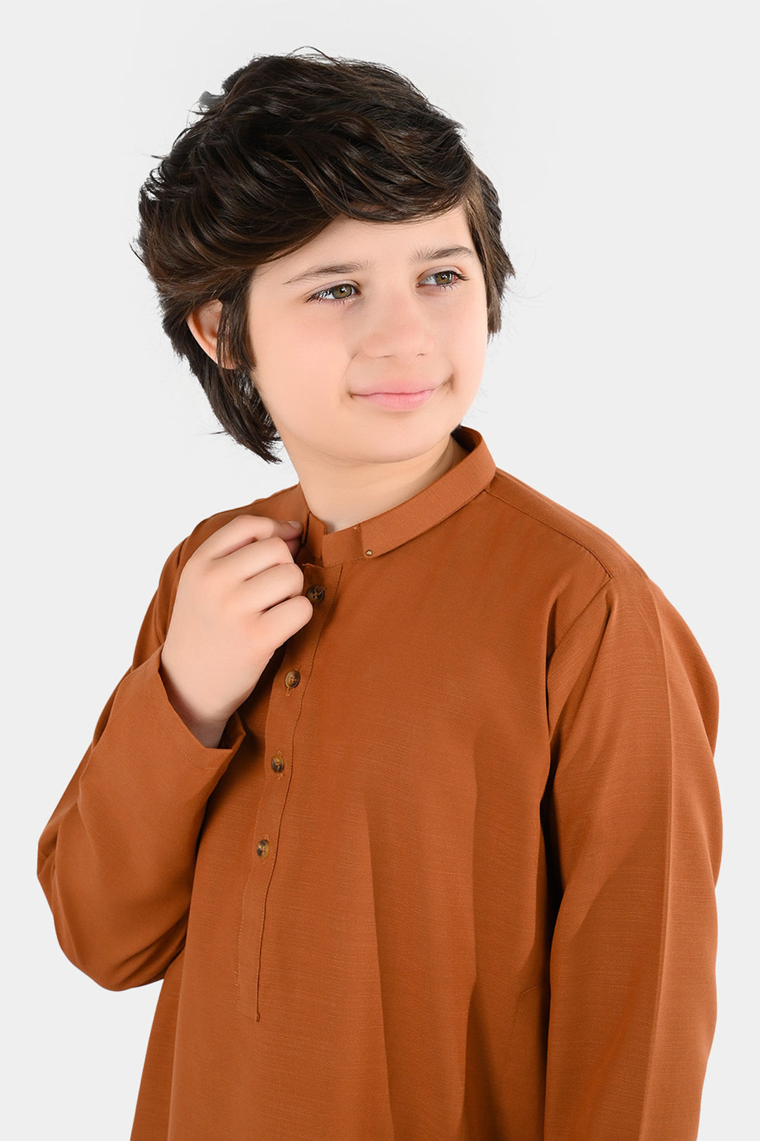 Boys Poly Viscose Kurta Pajama - Brown