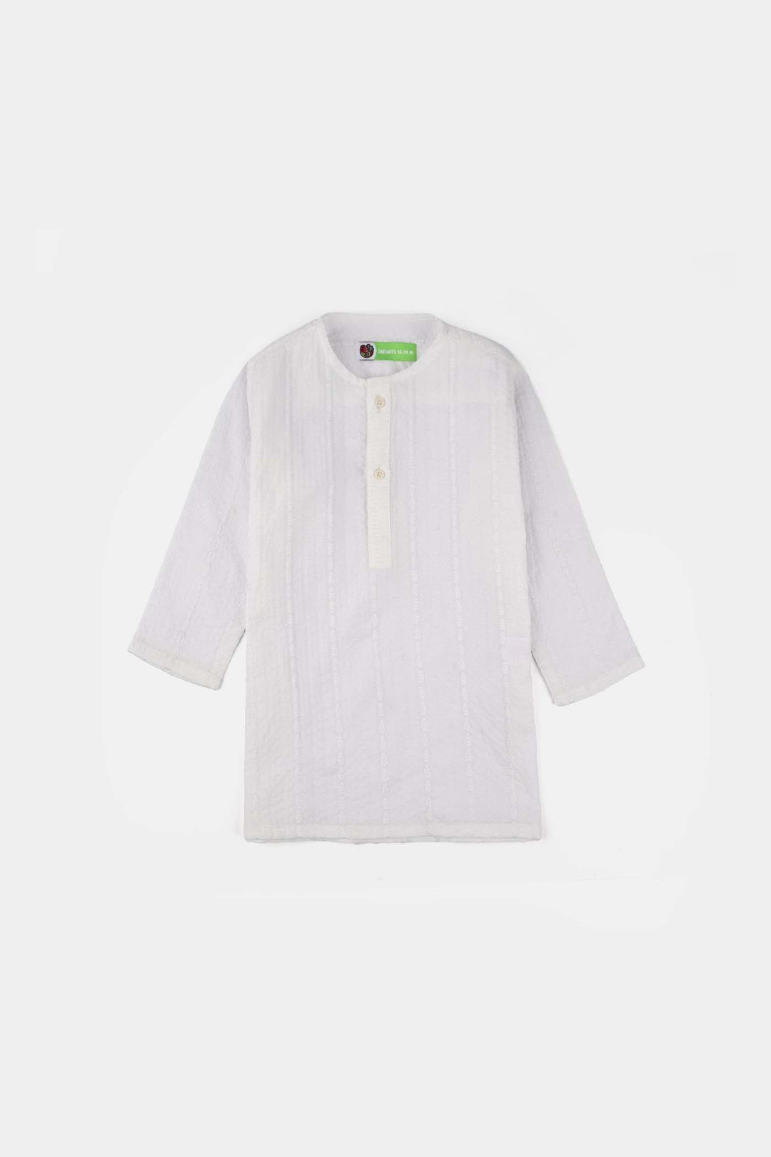 Infant Boys Cotton Kurta Pajama (Chicken Kari) - White