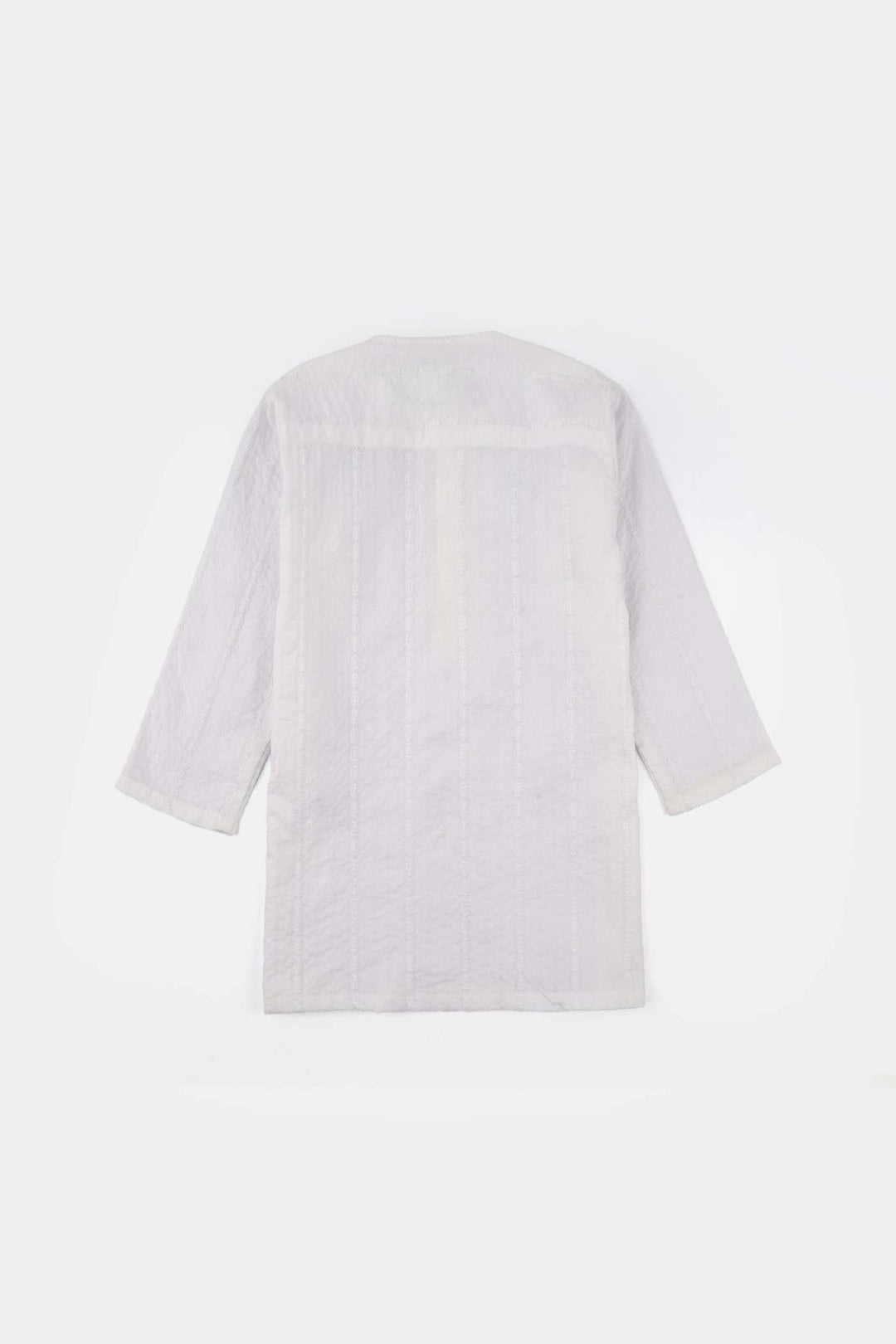 Infant Boys Cotton Kurta Pajama (Chicken Kari) - White