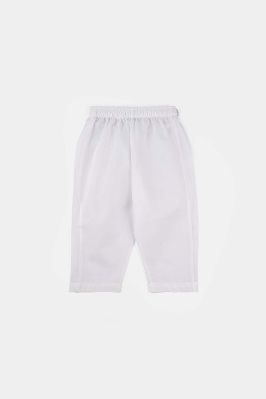 Infant Boys Cotton Kurta Pajama (Chicken Kari) - White