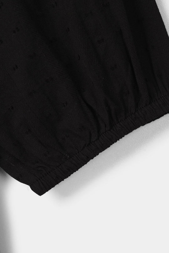 Girls Jacquard Casual Top (Middy) - Black