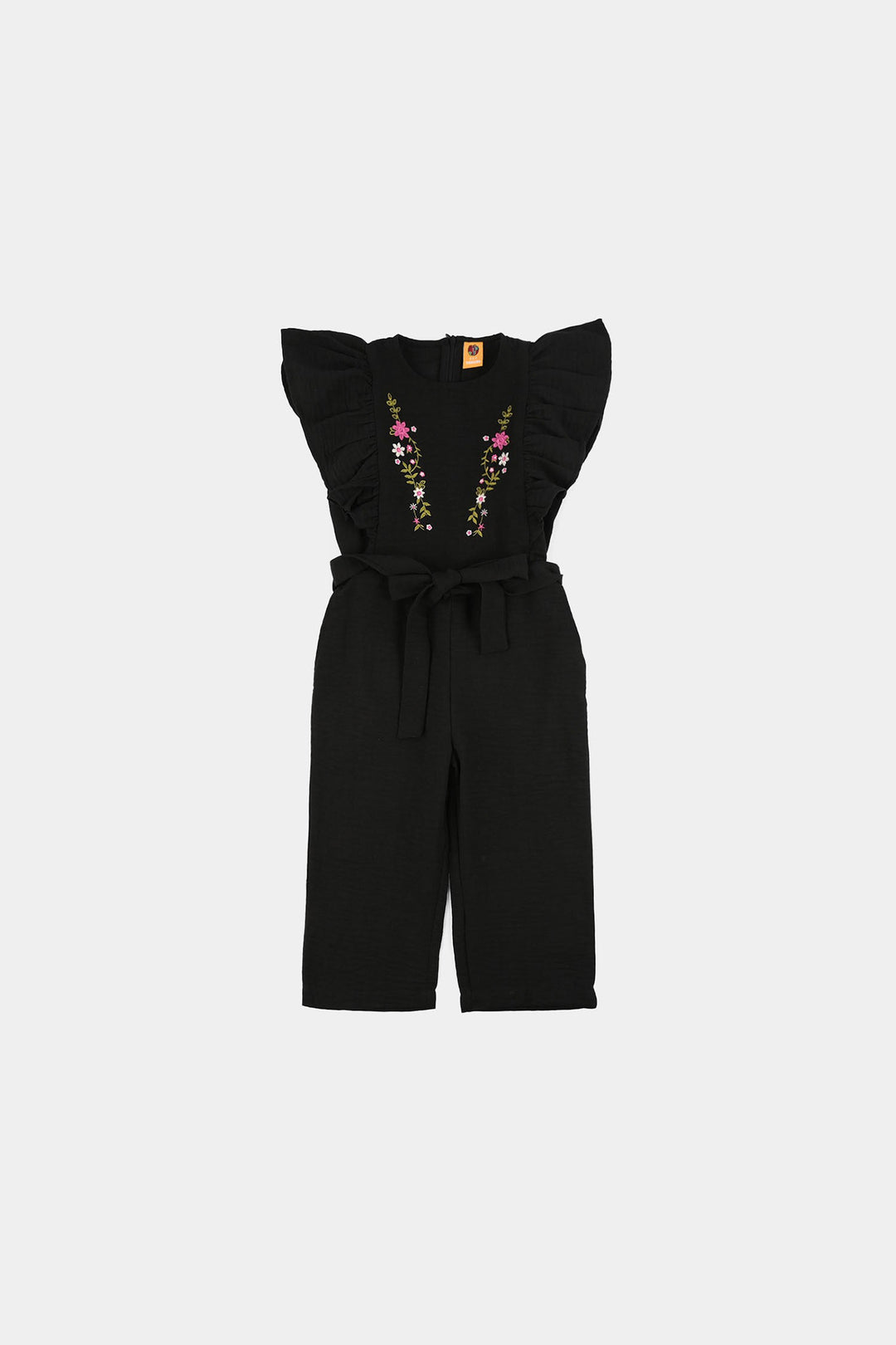 Girls Cotton Embroidered Jumpsuit (Knight Rise) - Black