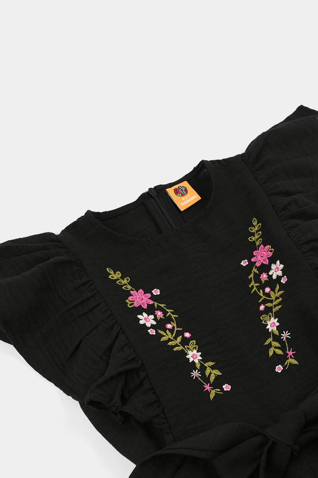 Girls Cotton Embroidered Jumpsuit (Knight Rise) - Black