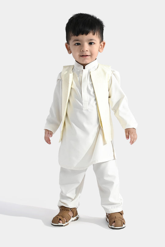 Infant Boys Poly Viscose 3-Piece Suit (After Glow) - Off-White