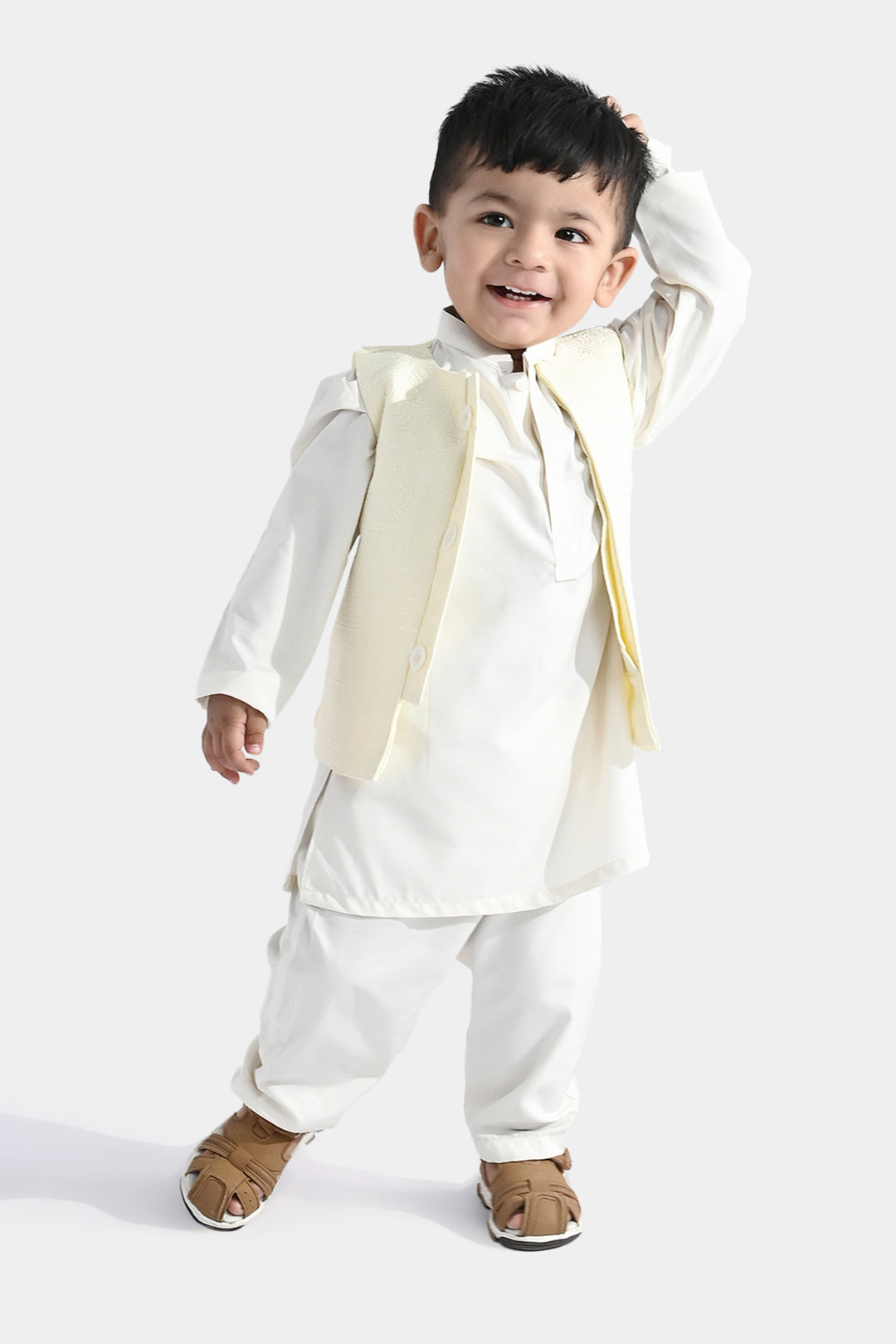 Infant Boys Poly Viscose 3-Piece Suit (After Glow) - Off-White