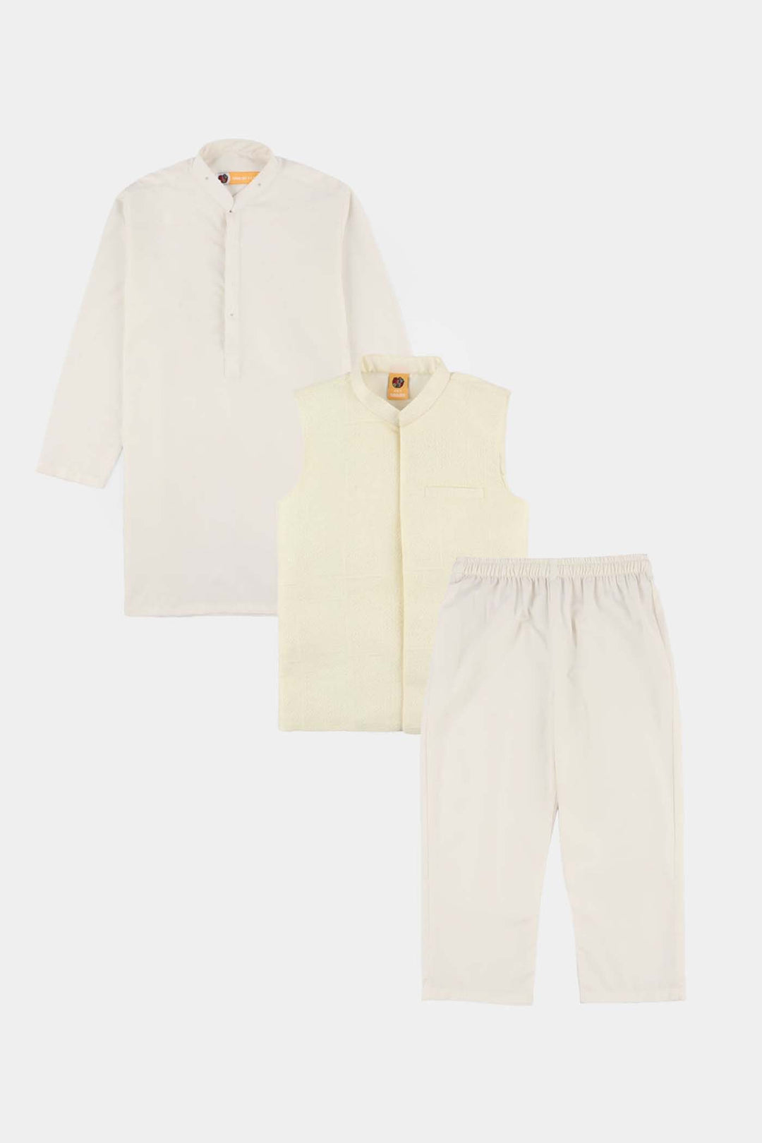 Boys Poly Viscose 3Piece Suit - Off White