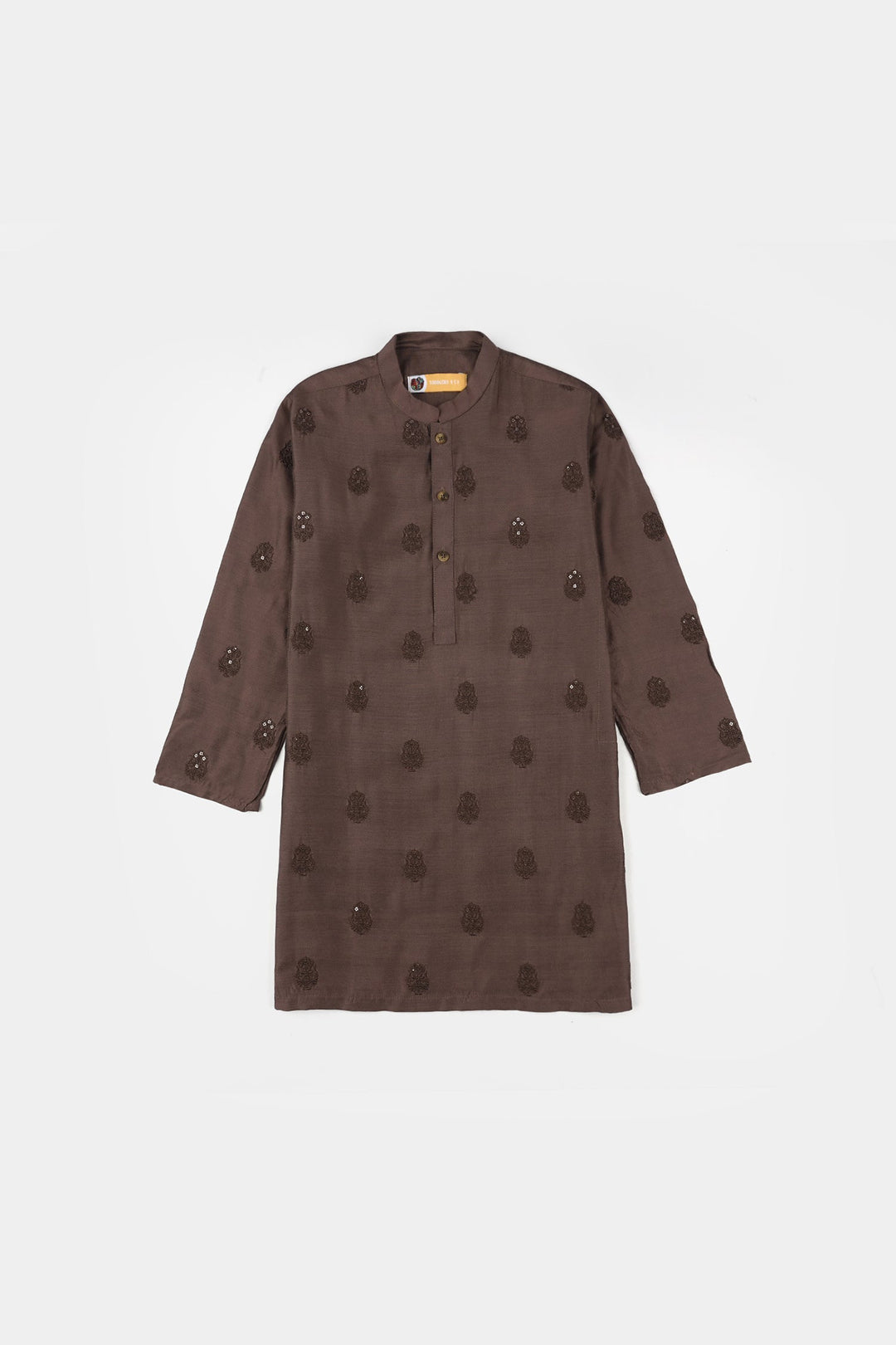 Boys Cotton Viscos Kurta Pajama (Sitara)-BROWN