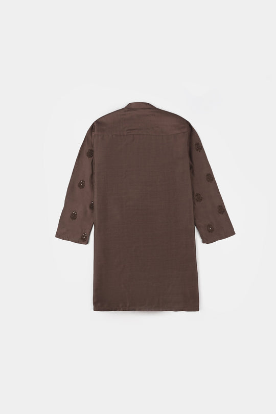 Boys Cotton Viscos Kurta Pajama (Sitara)-BROWN