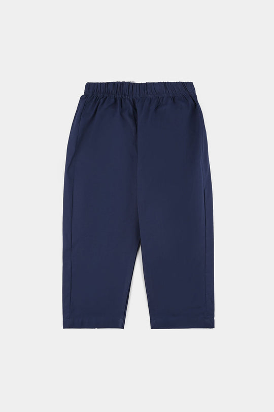 Boys Cotton Poplin Kurta Pajama (Chicken Kari) - Blue