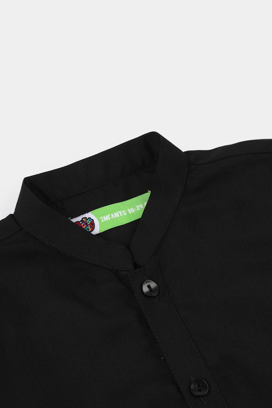 Infant Boys Poly Viscose Kurta Pajama (Blended) - Black