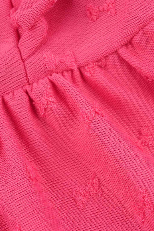 Infant Girls Jacquard Frill Frock (Bow) - Pink