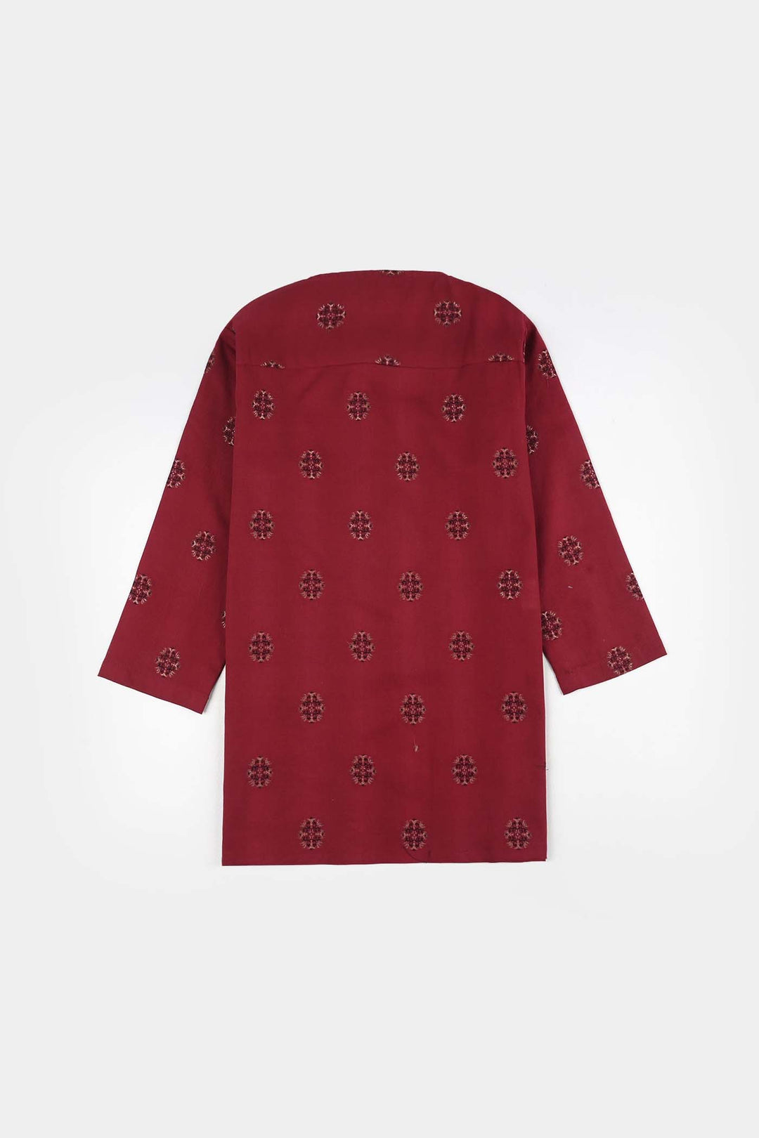 Infant Boys Cotton Jacquard Printed Kurta - Red