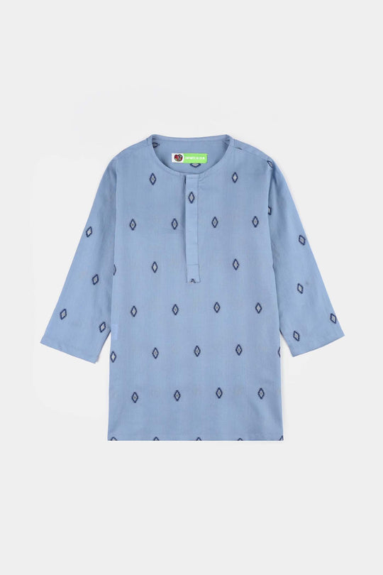 Infant Boys Cotton Jacquard Printed Kurta