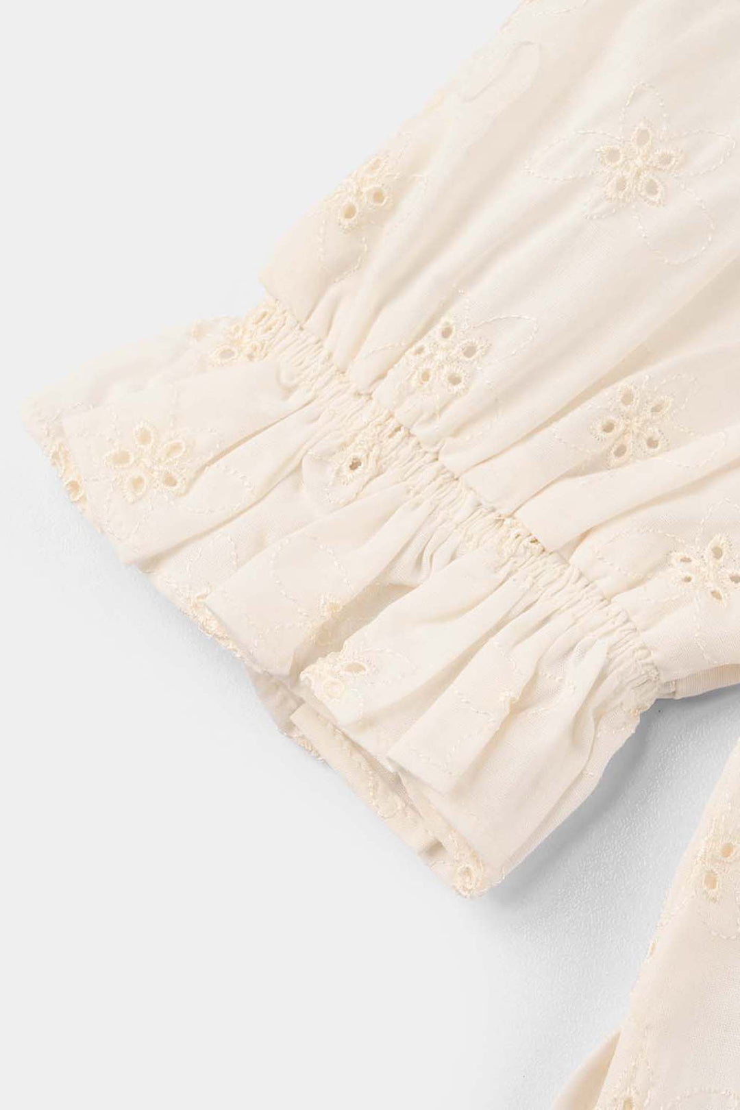 Girls Cotton Embroidered Top (Galaxy) - Off White