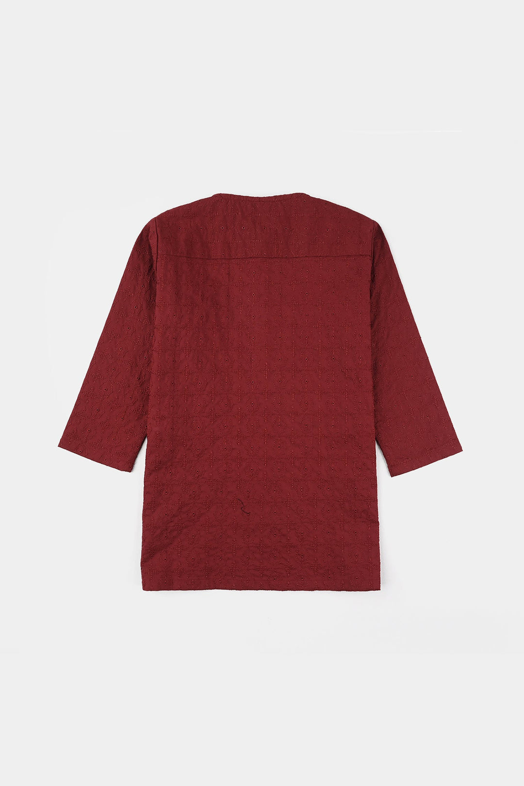 Infant Boys Cotton Poplin EMB Kurta (Winery Chicken Kari)-MAROON