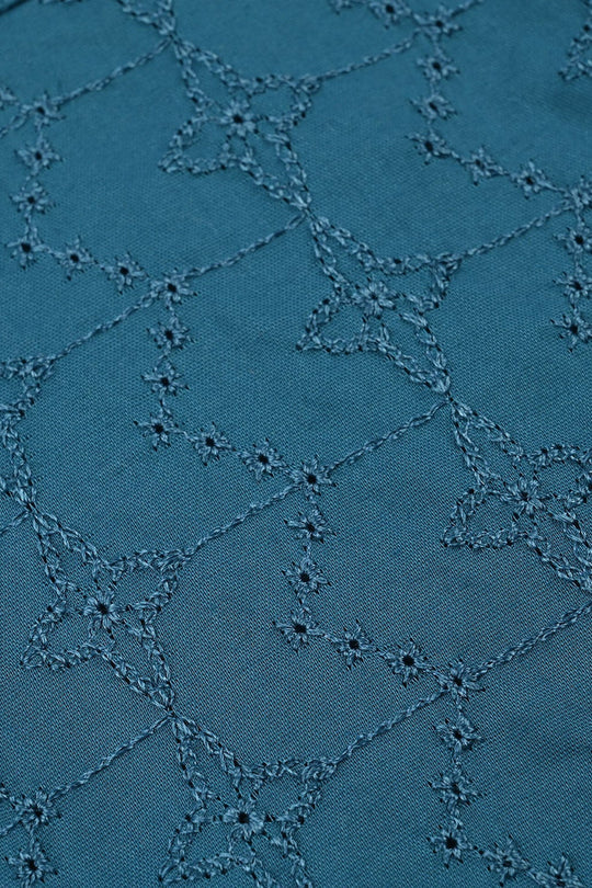 Infant Boys Cotton Chicken Kari Poplin Kurta - Teal Blue