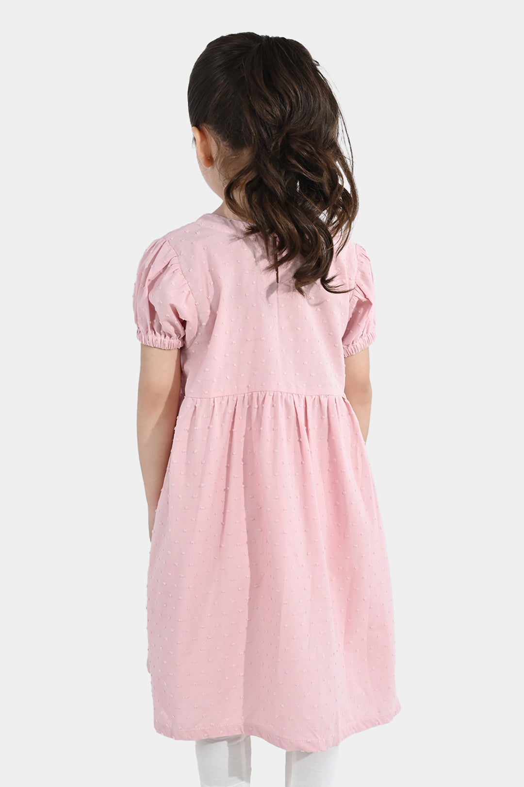 Girls Brochia Casual Frock (Star) - Pink