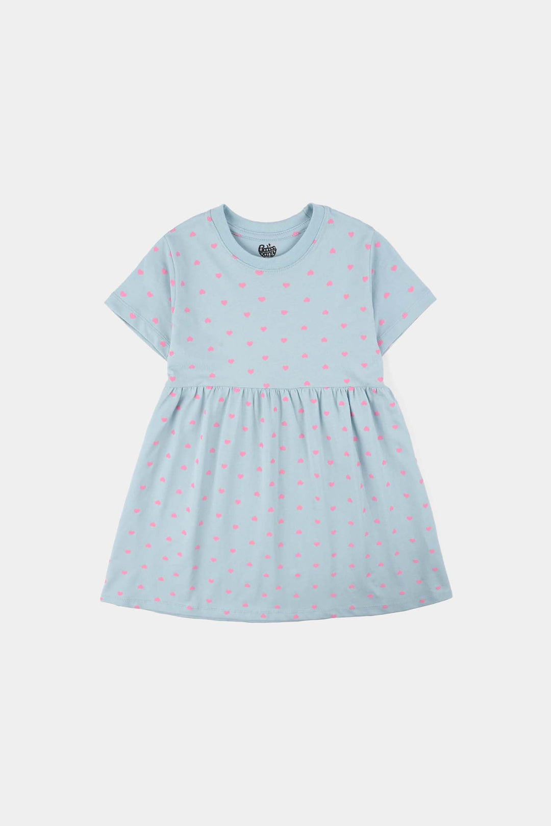 Girls Jersey/Terry Knitted Frock (Hearts) - Grey