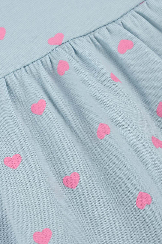 Girls Jersey/Terry Knitted Frock (Hearts) - Grey