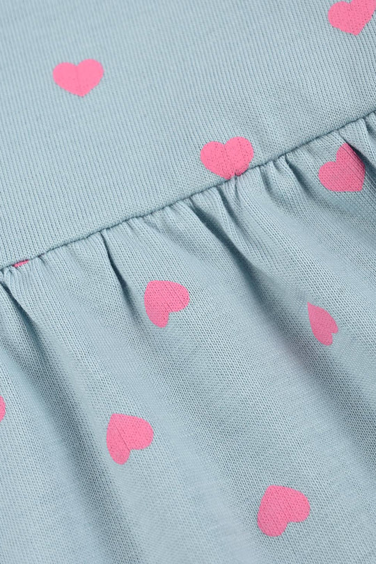 Infant Girls Jersey/Terry Knitted Frock (Hearts) - Grey