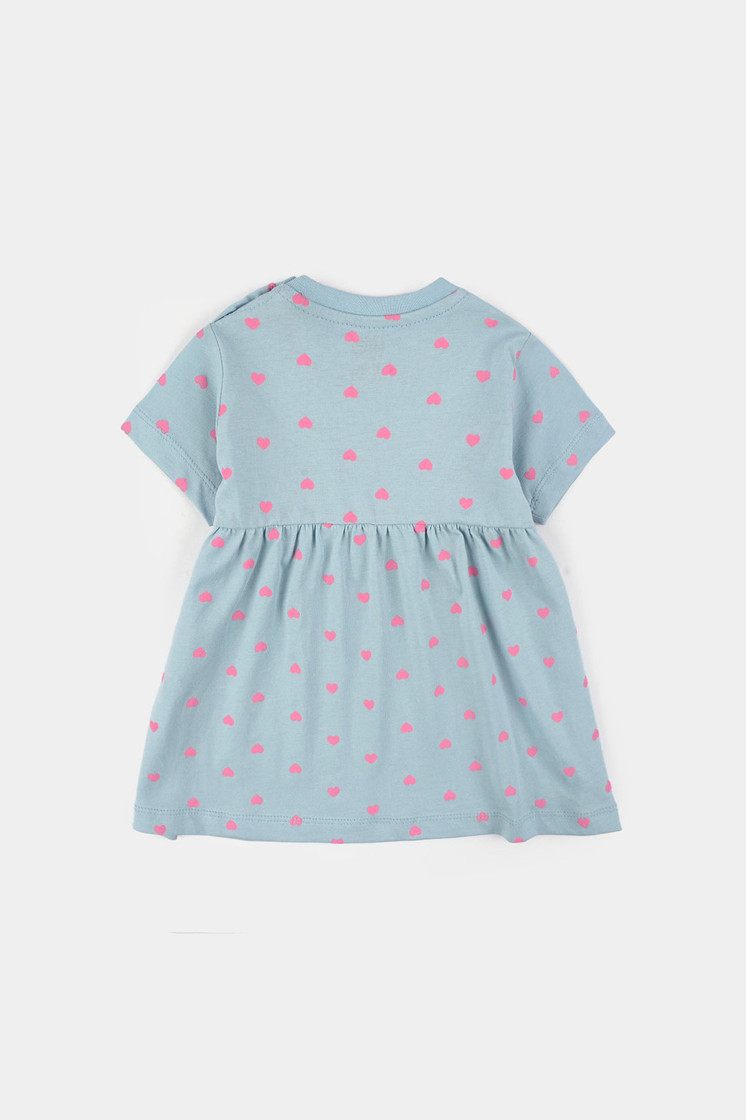 Infant Girls Jersey/Terry Knitted Frock (Hearts) - Grey