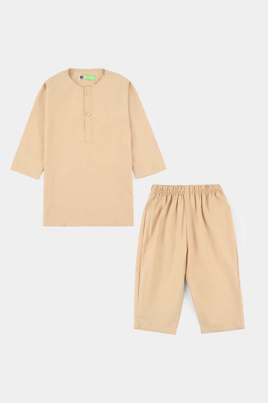 Infant Boys Poly Viscose Kurta Pajama - Beige