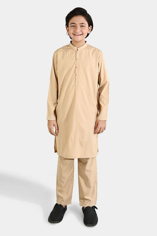 Boys Poly Viscose Kurta Pajama - Beige