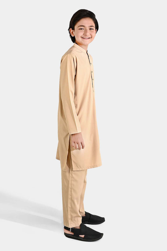 Boys Poly Viscose Kurta Pajama - Beige